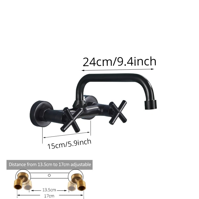 Black Kitchen Faucet Hot And Cold Water MixerFaucets Wall Mounted Tap Vessel Sink Mixer Tap Swivel Spouts Basin Mixer Tap Crane