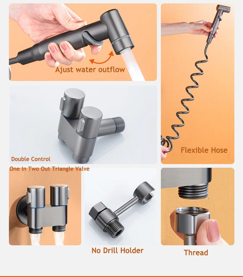Hot Sell Brass Toilet Bidet Wall Mounted Angle Valve With High Pressure Bidet Sprayer Shattaf Bidet Set for Toilet