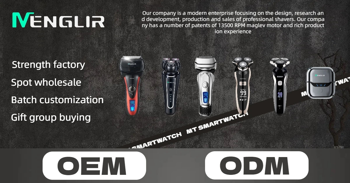 MENGLI RQ9001 Men's 4D Multifunctional Rotary Electric Shaver USB Rechargeable Triple Blade Waterproof IPX5 Face Shaving