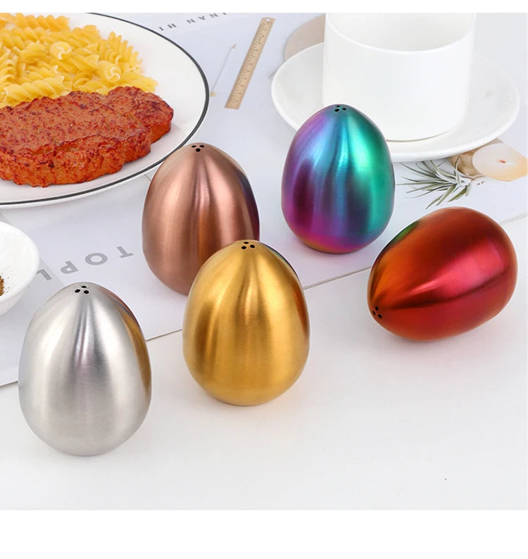 Gold Egg shape Spice Jar Set Stainless Steel Spice Tins Spice Storage Container kitchen Seasoning Sprays Tools Pepper Shakers