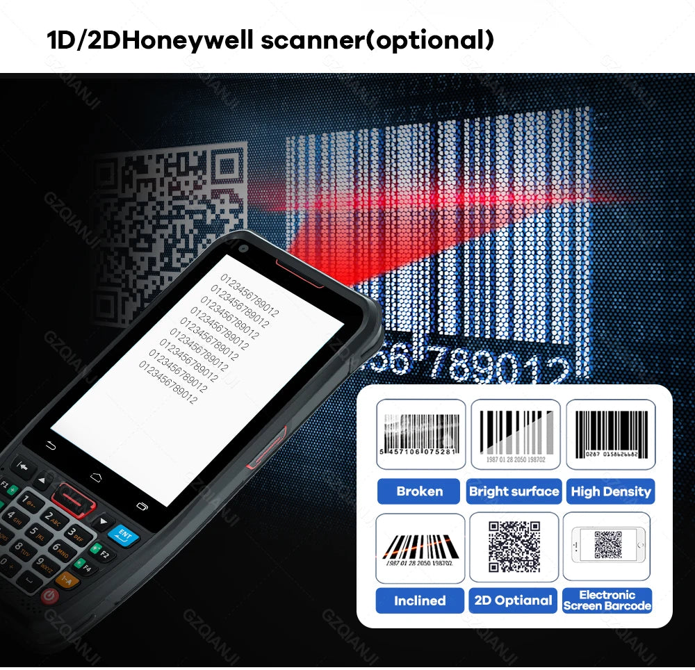 Android 10 Handheld Terminal PDA Honeywell Barcode Scanner 1D 2D Scanner Portable Data Collector with 4G WiFi Bluetooth NFC