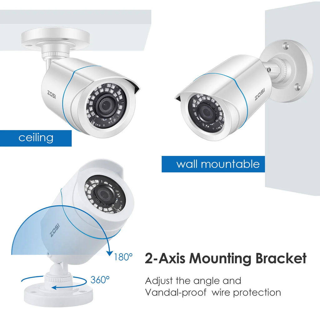 ZOSI 2MP CCTV Security Camera 1080P HD  4-in-1 AHD TVI CVI CVBS Weatherproof Home Video Surveillance Camera for DVR System