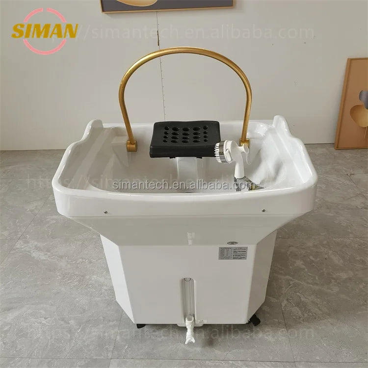 Siman 60L Water Tank for Spa Barber Shop Portable Adjustable Height Washing Hair Bowl Shampoo Basin Sink Popular Salon Furniture