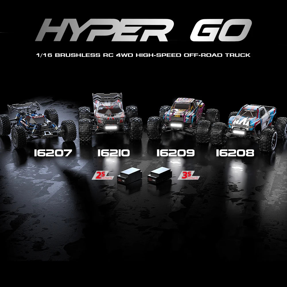 MJX Hyper GO 16207 1/16 3S Battery RTR Fast 4x4 Brushless RC Cars 62KM/H 4WD All-Road Remote Control Metal Truck for Adults