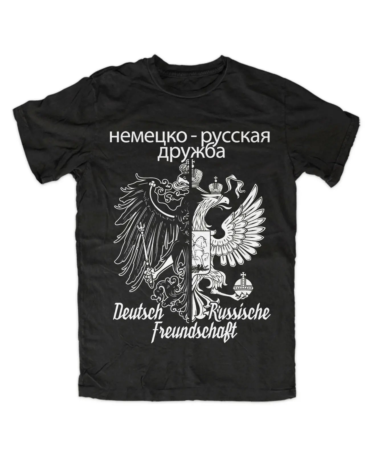 Russian Friendship Double Headed Eagle and Imperial Eagle T-Shirt. Summer Cotton Short Sleeve O-Neck Mens T Shirt New