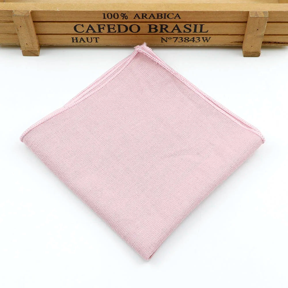 New Solid Color Pocket Square Green Navy Colorful Handkerchief Cotton Polly Texture Pocket Men's Accessories Business Wedding