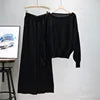 Fashion Casual Suit Women's Spring Loose Knit Sweater Wide Leg Pants Two-piece Set