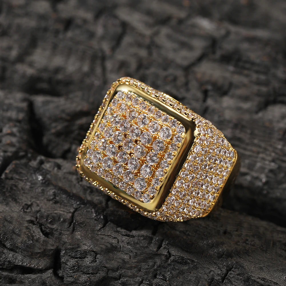 UWIN Square Shape Rings Round Diamond Bling Bling Women Men Rings Fashion Jewelry