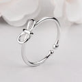 Korean Sweet Style Lovely Women White Gold Plated Ring Bowknot Engagement Band Rings