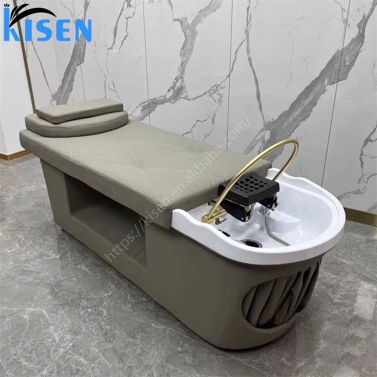 KISEN Salon Furniture Professional Head Spa Salon Station With Head Spa Equipment Massage Table Shampoo Basin Hair Wash Bed