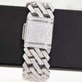 Custom Miami Bracelet S925 Sterling Silver with Two Rows VVS Moissanite Diamond Heavy Cuban Bracelet for Men's Hip-hop Style