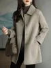 Woolen Coat Slim Fashion Office Lady Square Collar Single Breasted Winter Coats for Women 2023 Wide-waisted Pocket Black Coat