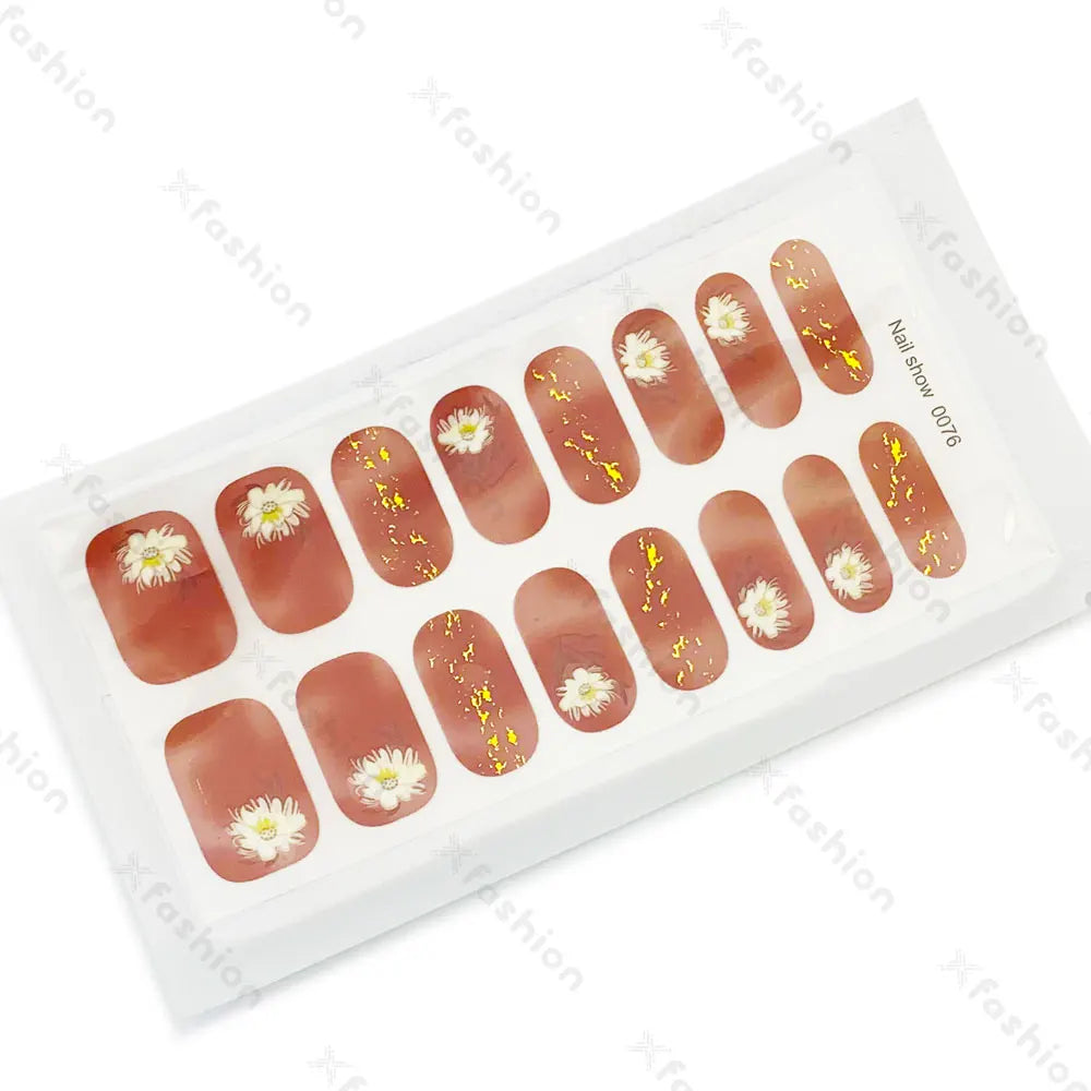 Hot Sale 16 Tips Solid Color Semi-Cured Gel Nail Stickers UV Light Durable Waterproof Long-Lasting Gel Nail Stickers Wholesale