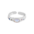 Wholesale 925 Sterling Silver Moonlight Oval Round Stone Colorful Zircon Wedding Rings for Girls Fine Jewelry