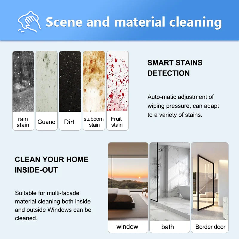 Electric Window Cleaner Robot Rotated Wheels Wiping Anti-Drop Technology Eco-Friendly Lithium Battery Fashionable Home Appliance