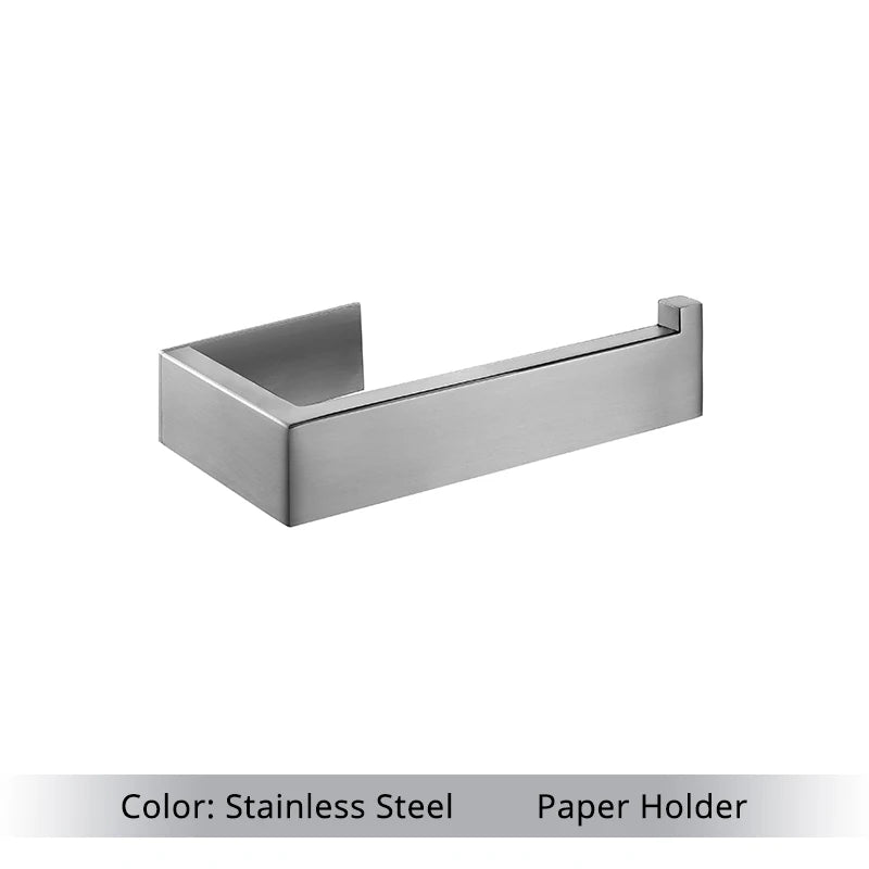 Toilet Paper Holder Towel Hooks Bathroom Accessories Kit Bar Stainless Steel Bedroom Metal Mounting Kitchen Bath Hardware Sets