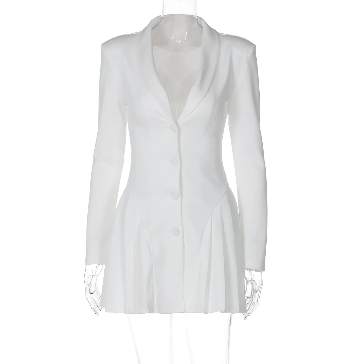 D4616778G V Neck Long Sleeve Side Pleated Hem Wrap Suit Dress Fashion Elegant 2024 Manufacturer Streetwear Casual Clothing