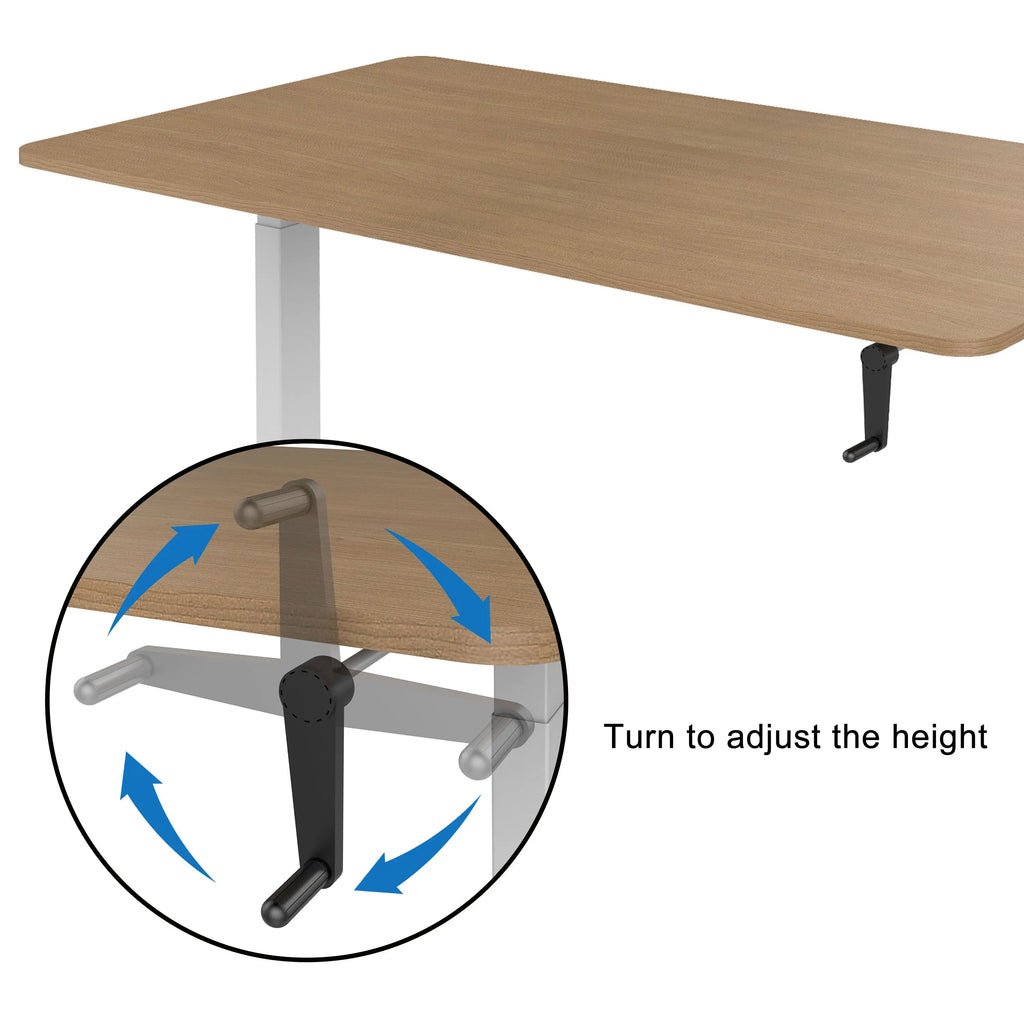 Ergonomic Sit Stand Workstation Hand Crank Height Adjustable Standing Desk for Home and Office