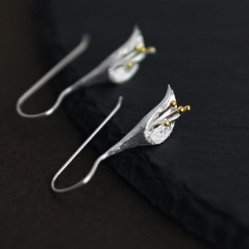 EZ06 925 Silver Flowers Earrings for Women Elegant Lady Prevent Allergy Silver 925 Earings Fashion Jewelry