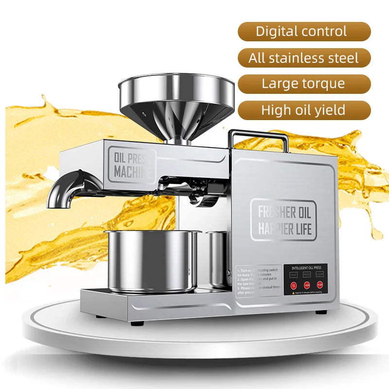 Small 110v Commercial Corn Coconut Palm Oil Extruder 220v Stainless Steel Peanut Sunflower Oil Extrusion Machine