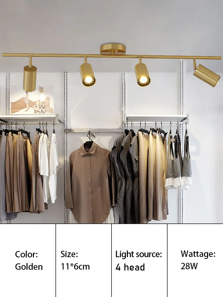 LED Track Light GU10 Aluminum Ceiling Light Modern Golden Tracking Lighting Fixture Clothing Shop Spotlights