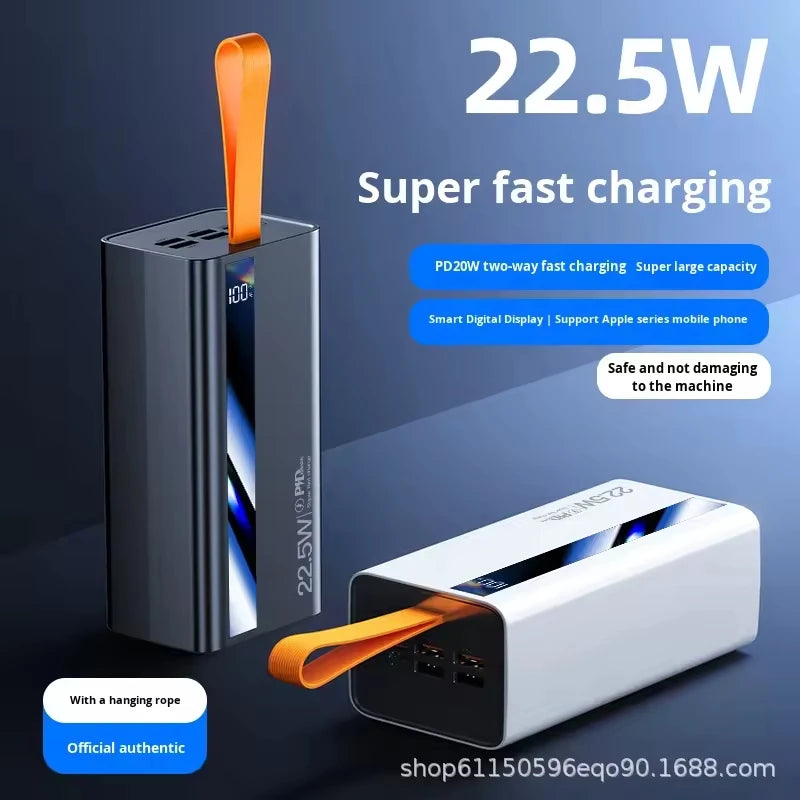 Portable Big Capacity 60000mAh Power Bank LED Digital Display 4USB Type-C & Micro USB Output PD 22.5W/20W Fast Charging