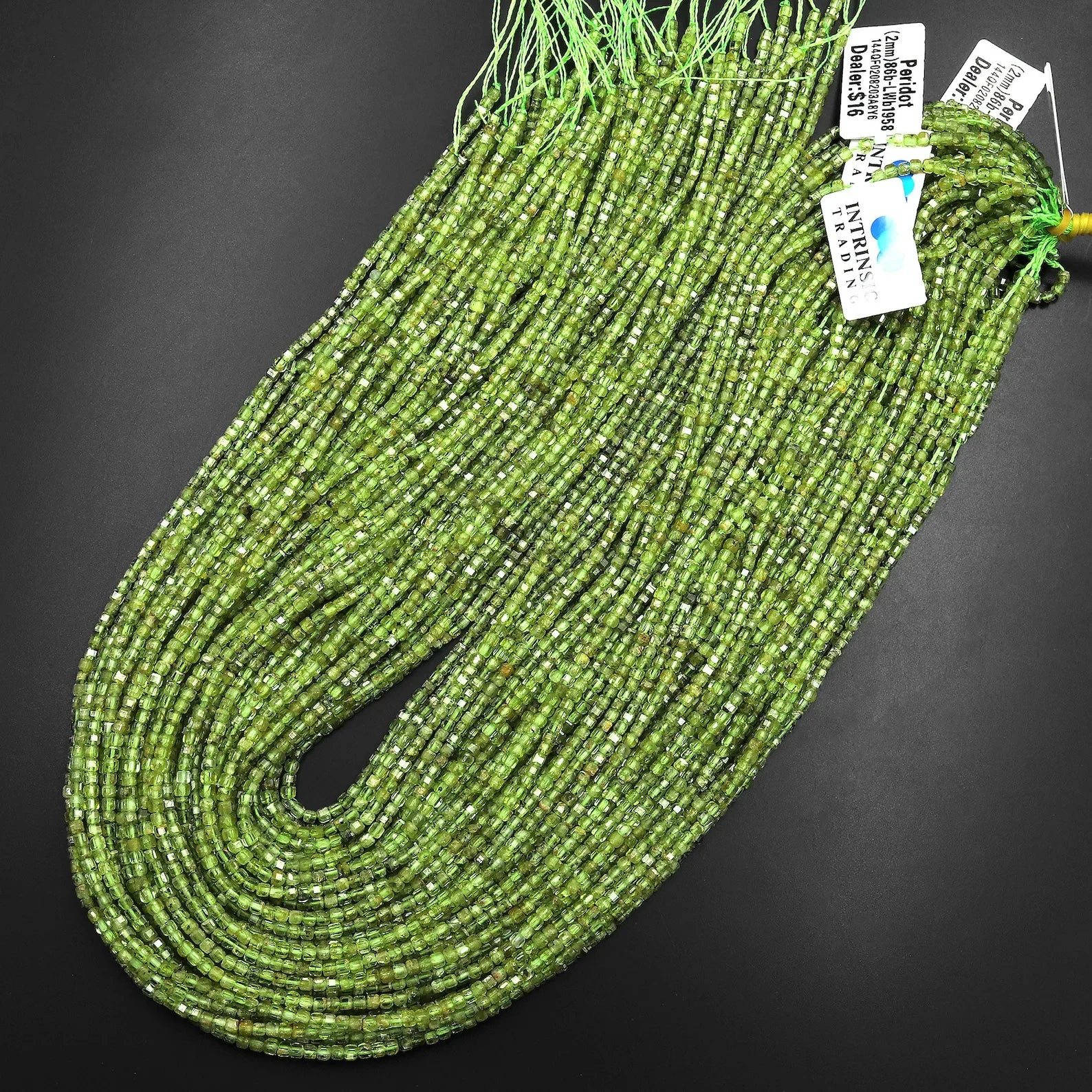 Great Gems Natural Green Peridot Micro Faceted 2mm Gemstone Ball Round Unisex Beads 15.5" Strand for Anniversary Wedding Casual