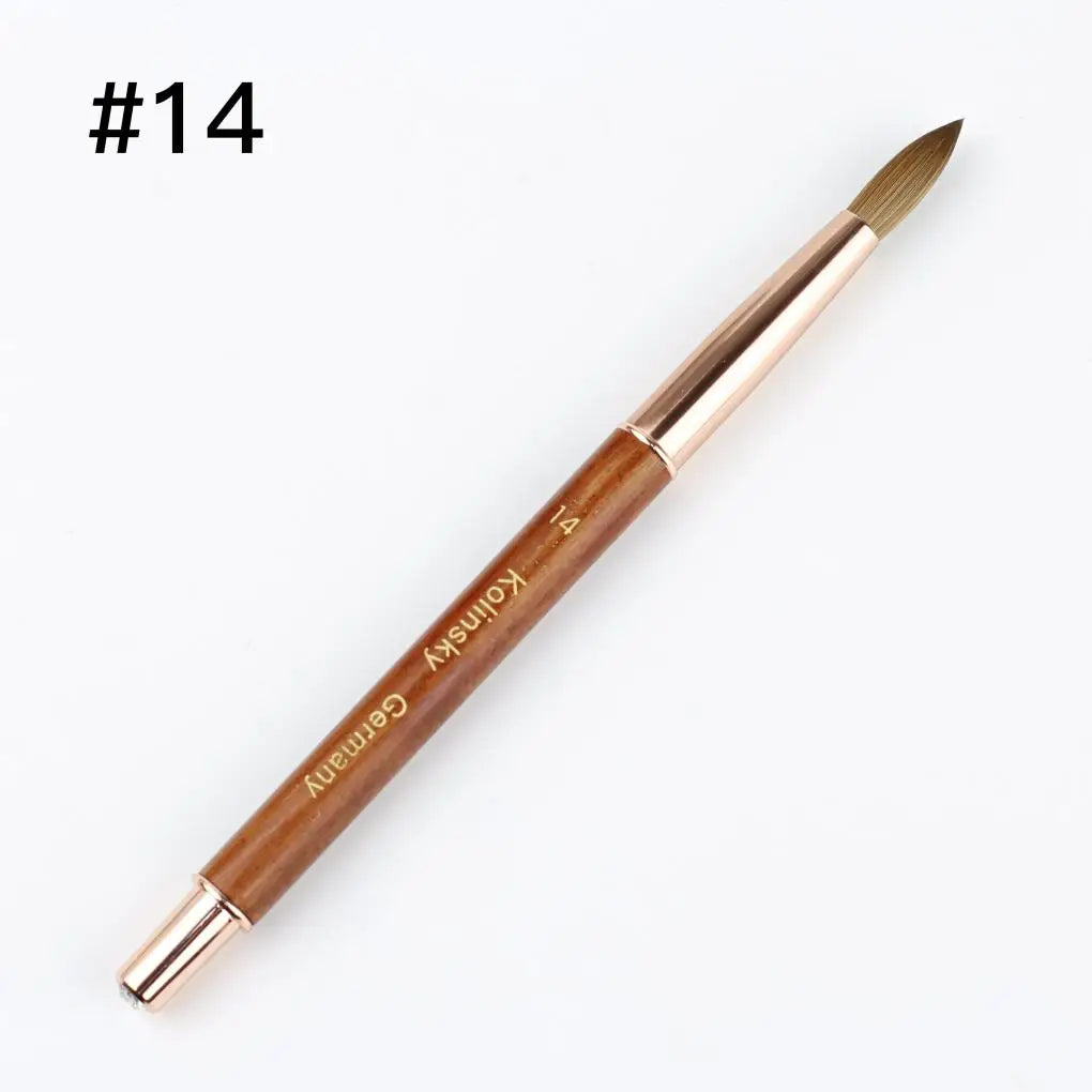 High Quality Nail Brush Custom LOGO Wood Handle 100% Pure Kolinsky Sable Acrylic Nails Art Brushes with Box