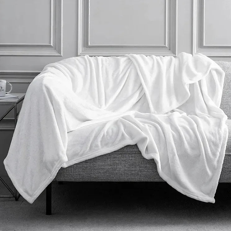 Customizable 3D Printed Synthetic Material One-Piece Dropshipping Double-Sided Flannel White Blanket Digital Foreign Trade