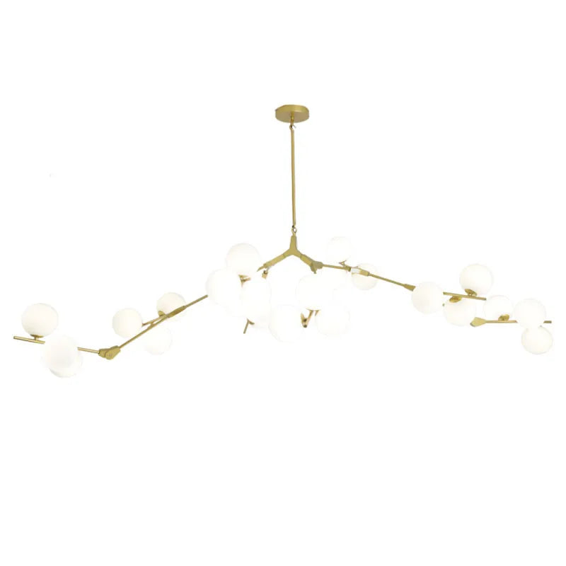 Light Luxury Nordic Minimalist Modern Adjustable Height LED Glass Chandelier for Living Room