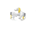 Real 925 Sterling Silver Fine Jewelry Adjustable Rings Cute Dachshund Fashion Design for Women