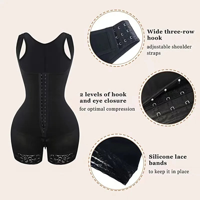 High Compression Shapewear BBL Body Shaper Free Waist Trimmer Belt Adjustable Back Support Breathable Fat Burner Butt Lifter