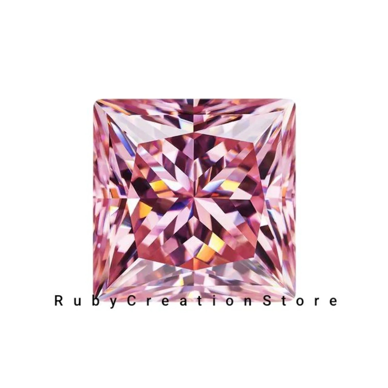 Beautiful Color Pink Princess Cut Polished Moissanite Loose Stone VVS1 Clarity High Brilliance Fire Certified Gemstone for