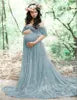 Top Sales Off Shoulder Tulle Elegant Slim Fit Gown Baby Shower Photography Maxi Maternity Dress Photoshoot DGPD-001