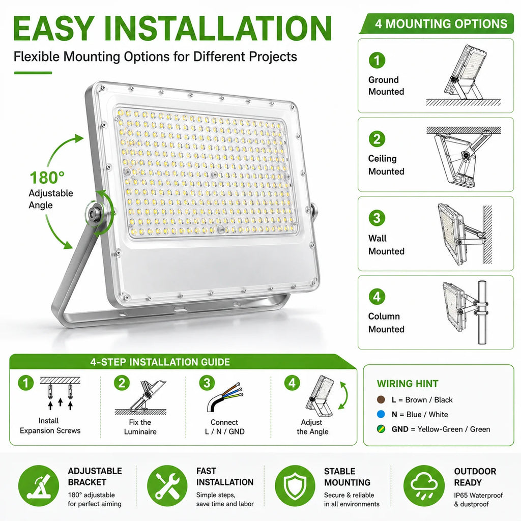 DOB LED Flood Light Integrated Driver IP66 Wide Voltage Parking Lot Billboard Project Wholesale