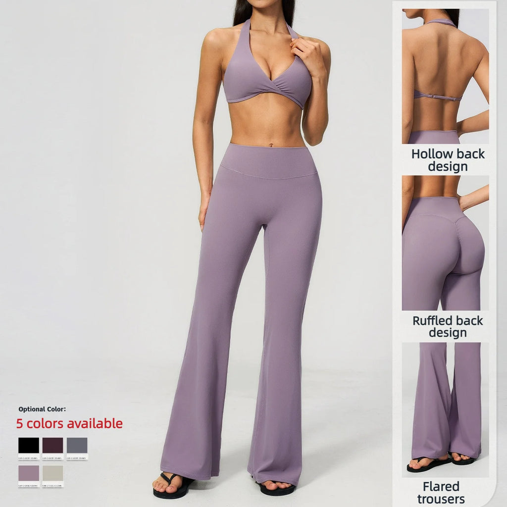 Yoga Set Deep V-back Waist Tightening Hip Lifting Fitness Running Set