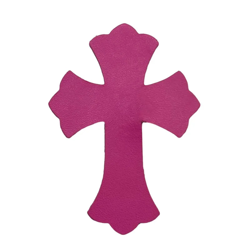 4.5*6.5cm Sheepskin Leather Patch With Cross Shaped Leather Label Genuine Leather DIY With Multiple Colors-106-182