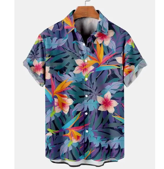 Full Printing Hawaiian Blouse Sublimation Summer Wear Casual Digital Print Button up Short Sleeve Men's Beach Hawaiian Shirts