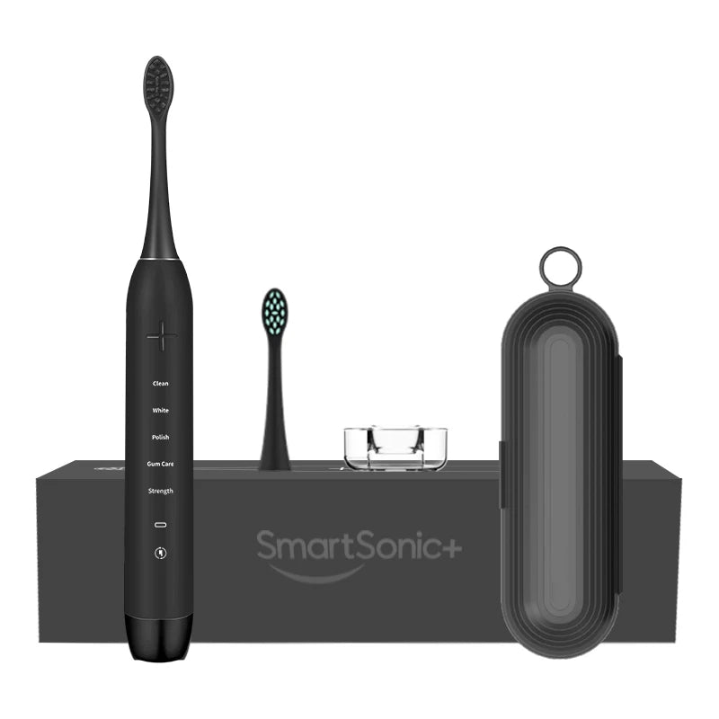 Rechargeable IPX8 OEM Custom Black Wireless Automatic Whitening Sonic Electric Toothbrush 4 Modes