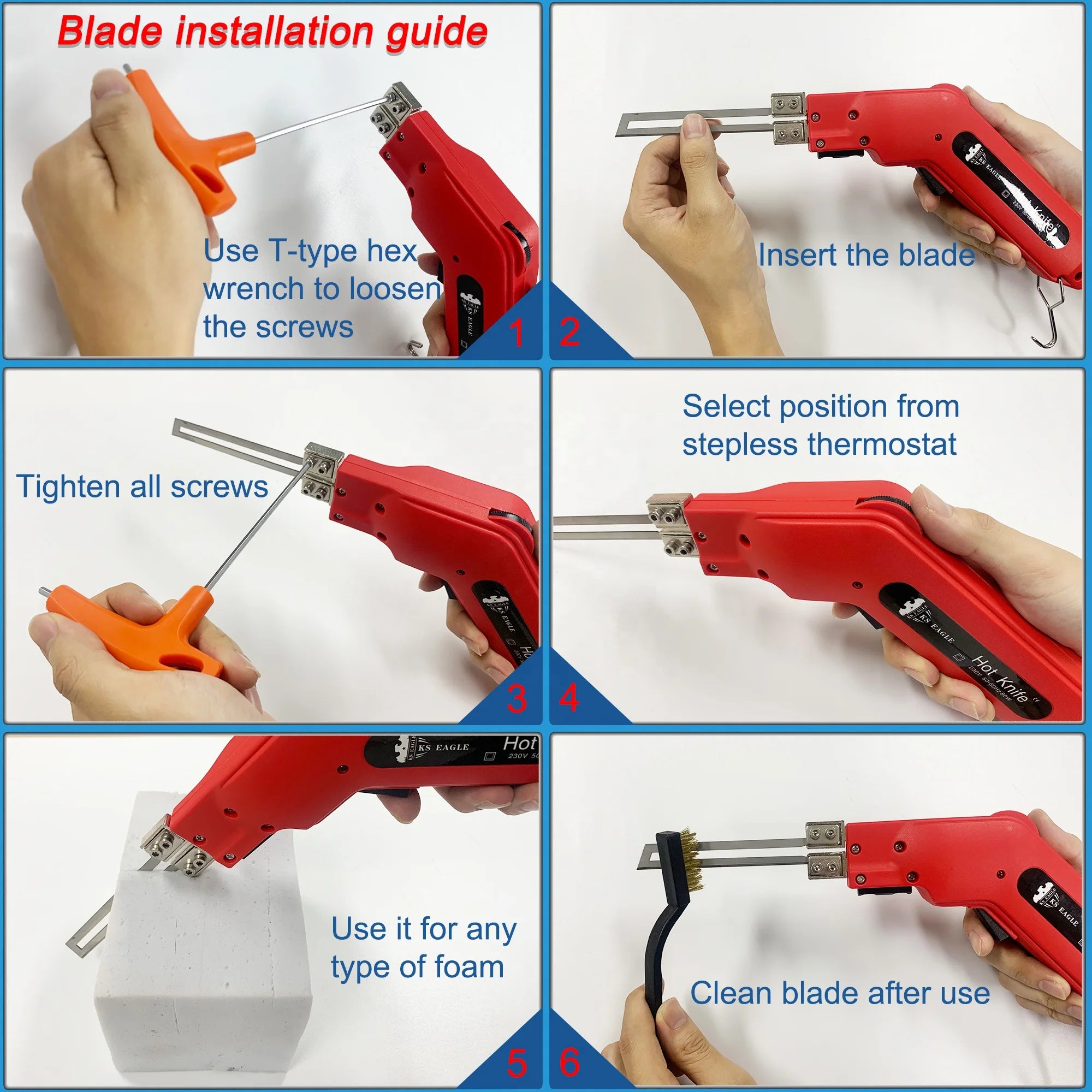 KS EAGLE Electric Foam Cutter Polystyrene Styrofoam Knife Hot 10CM Wire Foam Cutting Knife Portable Hot Knife Foam Cutter
