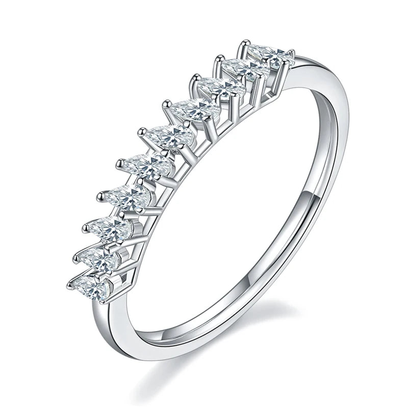 Unique Style Pear Cut Chain Ring Ice Out Jewelry Fancy Design Moissanite Sterling 925 Silver Rings