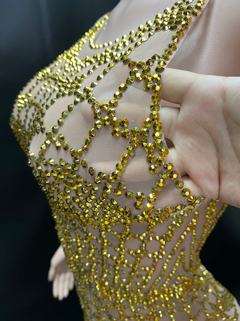Novance Y4246 Clothing Vendors for Women Sleeveless Mesh Club Dress Sexy With Sequin Stunning Dress for Birthday Party