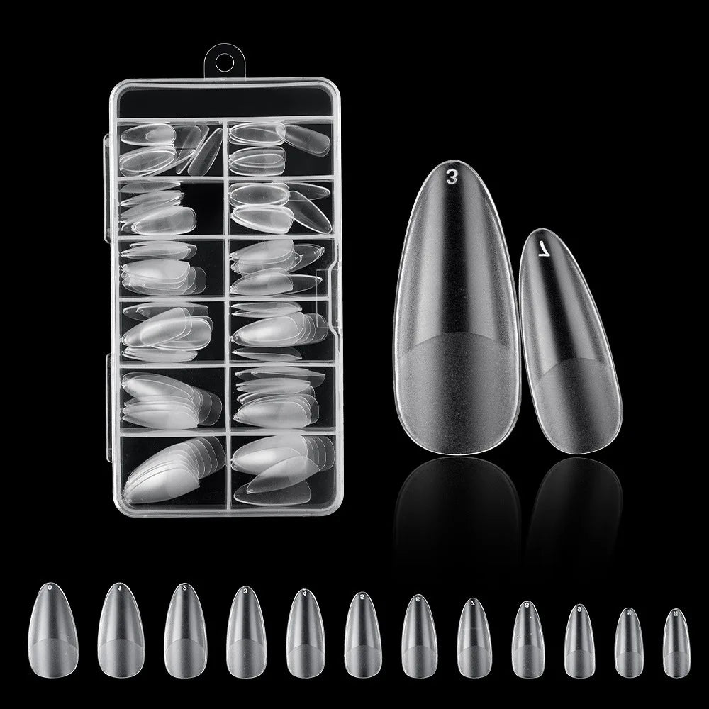 120PCS Acrylic Short False Tips Nail Transparent Frosted Square Oval Almond Ballet Wearable Matte High Toughness Manicure Tip