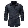 OEM Service Fashion Men Casual Cotton Jeans Shirt Long Sleeve Denim Blouse