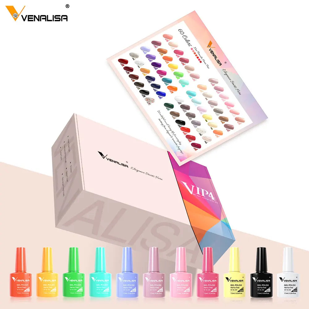VENALISA VIP4  Newest Kit HEMA Free Acrylic Nail Gel Polish Box Set 60 Color Varnish Wholesale Enamel OEM Private Label