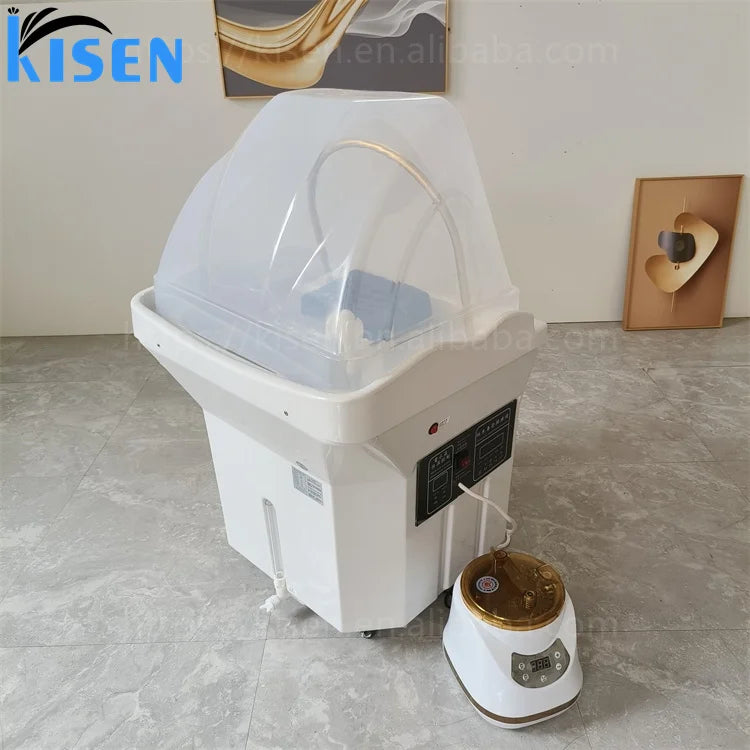 Kisen Good Quality Beauty Shop Furniture Portable 60L Water Tank Height Adjustable Hair Washing Sink Pipeless Shampoo Basin Bowl