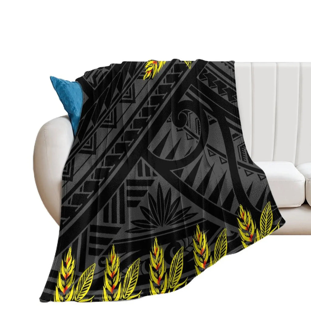 1MOQ Custom Print Sublimation Blankets Fiji Samoa Polynesian Tribal Winter Fleece Blanket Micro Plush Family Blanket for Kids