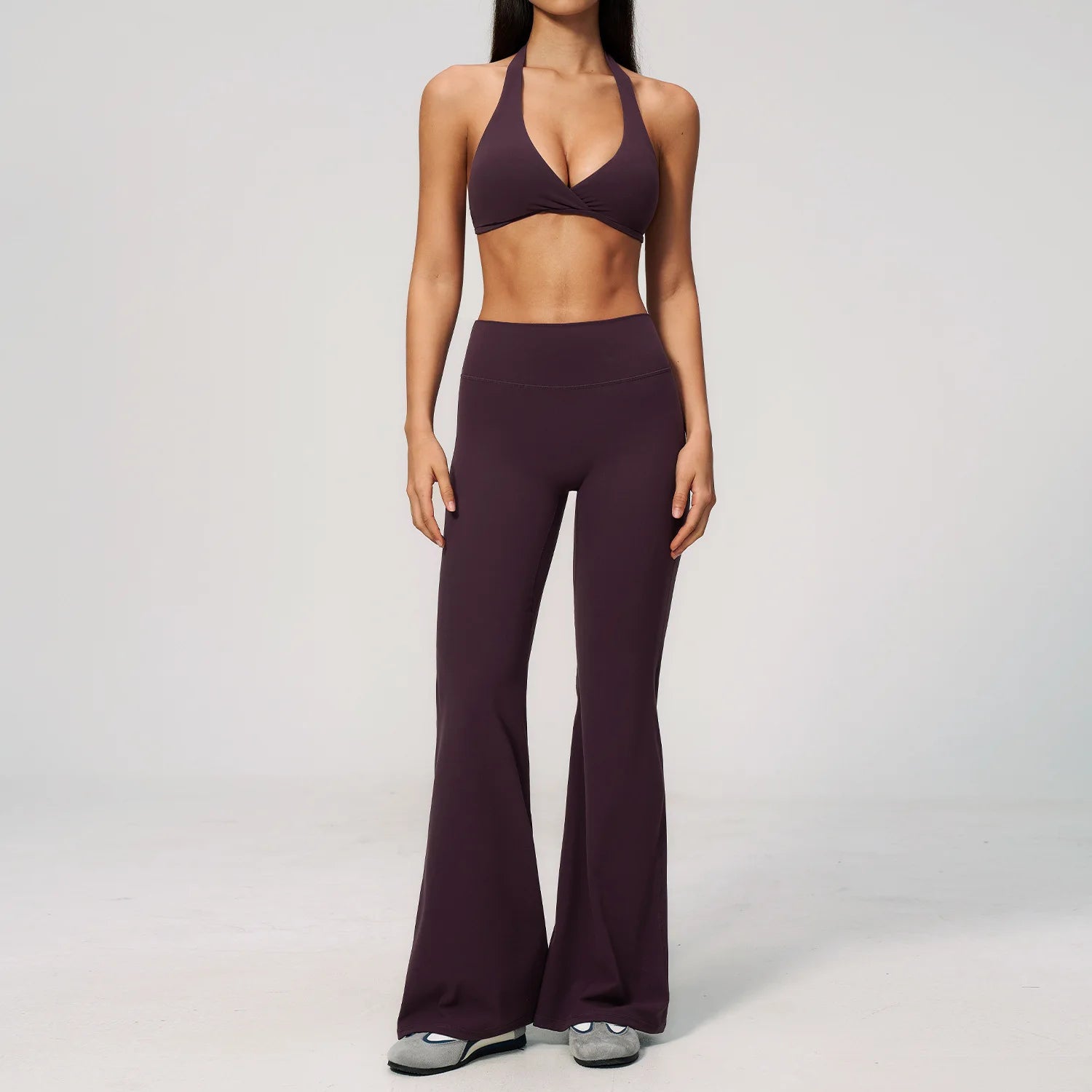 Yoga Set Deep V-back Waist Tightening Hip Lifting Fitness Running Set