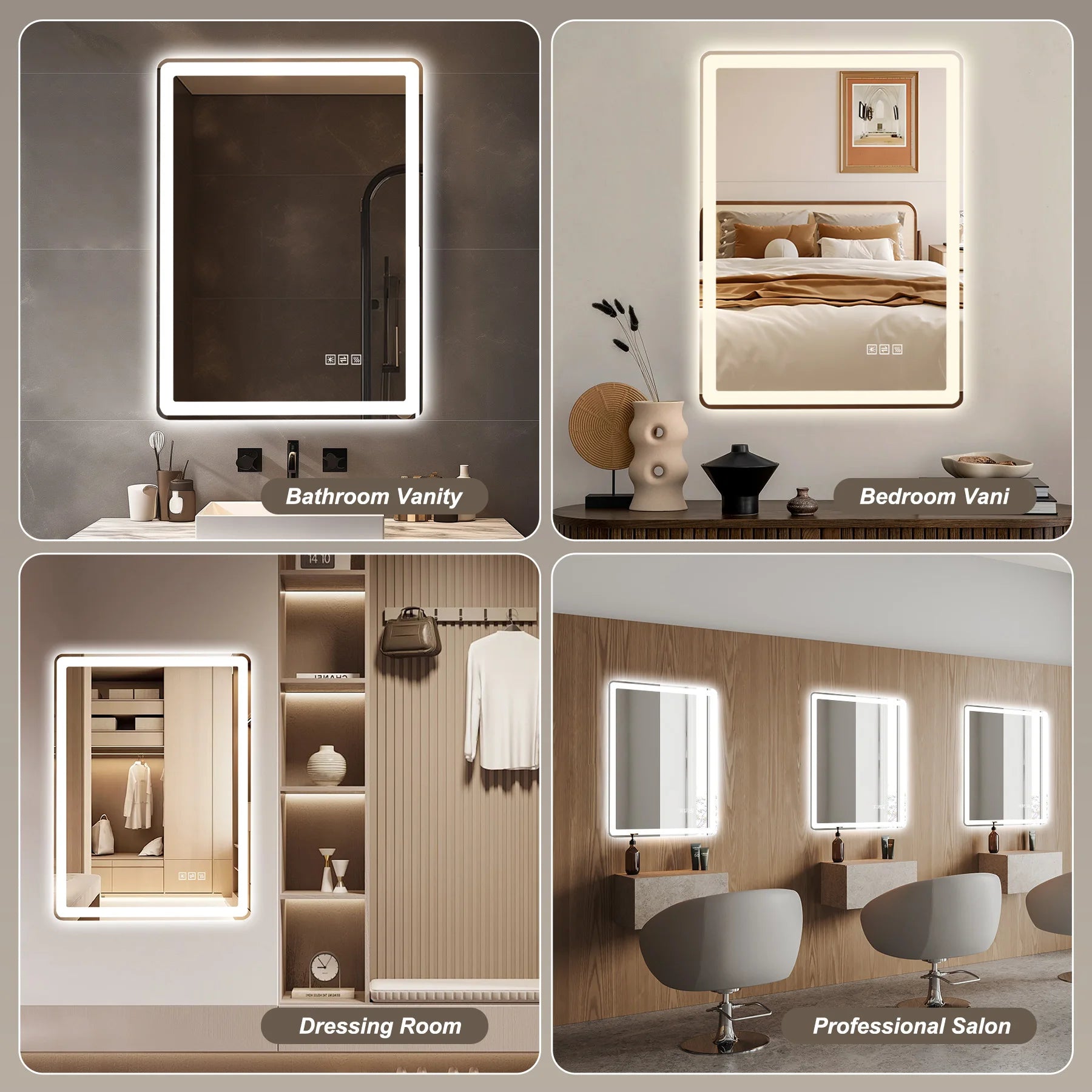 [US Stock] 36*36 Inch LED Bathroom Mirror With Anti-Explosion Glass Anti-Fog Features & Tri-Color Changing Accept Dropshipping