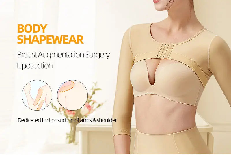 Wholesale Top Quality Post Surgery Lingerie Bustier Long Sleeve Black Bustier Women Vest Arm Shapewear Corset Top for Womens